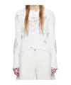 Open Yy Damaged Heart Sweater In White