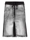 Open Yy Denim-panel Shorts In Black