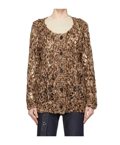 OPEN YY DIAMOND CHECK MESH CARDIGAN