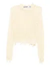 Open Yy Distressed Crop Knit Top In Neutral
