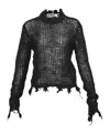 Open Yy Distressed Cropped Knitted Sweater In Black