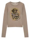 Open Yy Dog-print Long-sleeved T-shirt In Brown