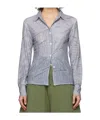 Open Yy Double-layered Mesh Print Shirt In Blue