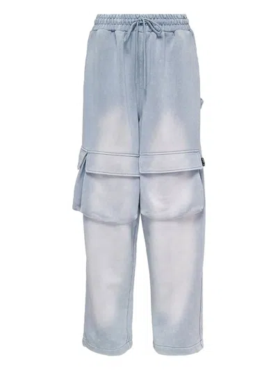 Open Yy Double-pocket Drawstring Track Pants In Blue