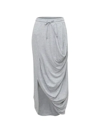 Open Yy Draped Drawstring-waist Maxi Skirt In Gray