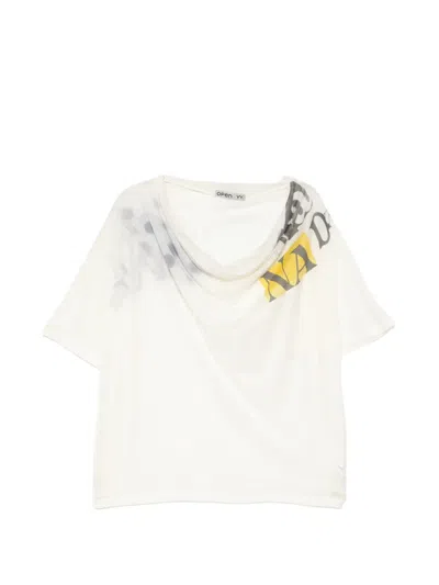 Open Yy Draped Graphic-print T-shirt In Multi