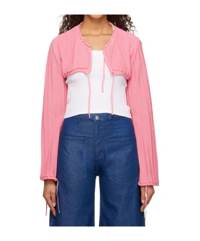 Open Yy Drawstring Cardigan In Pink