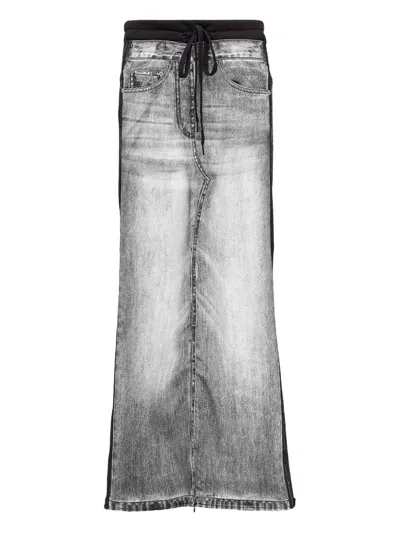 Open Yy Drawstring-waist Panelled Skirt In Gray