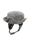 Open Yy Ear-flap Logo-detail Hat In Gray