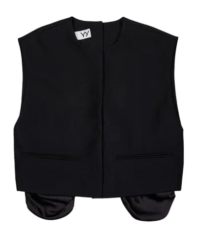 Open Yy Exposed Pocket Vest In Black