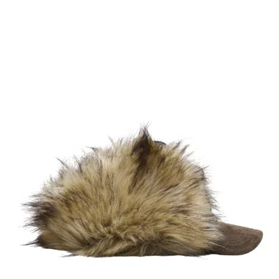 Open Yy Faux Fur Corduroy Earflap Cap In Green
