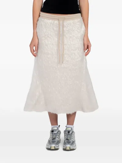 Open Yy Faux-fur Midi Skirt In White