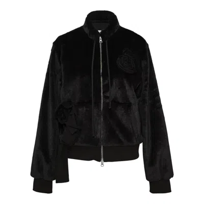 Open Yy Fleece Applique Zipup Jacket In Burgundy