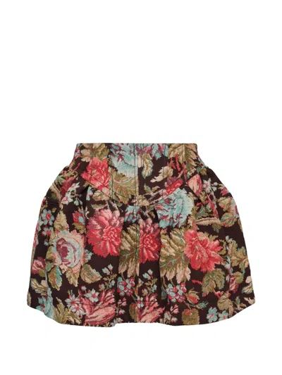 Open Yy Floral-print Wired Skirt In Black