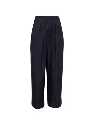 Open Yy Fluid Full Gather Trousers In Blue
