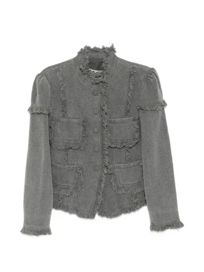 Open Yy Frayed Jacket In Gray