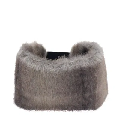 Open Yy Furry Hairband In Silver