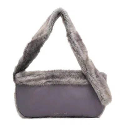 Open Yy Furry Pocket Belt Bag In Black