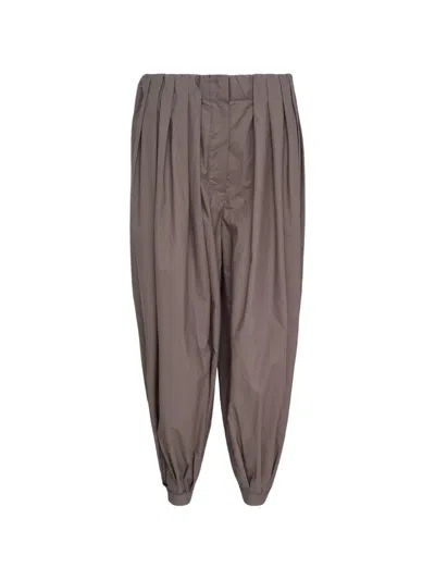 Open Yy Gathered Pleated Trousers In Brown