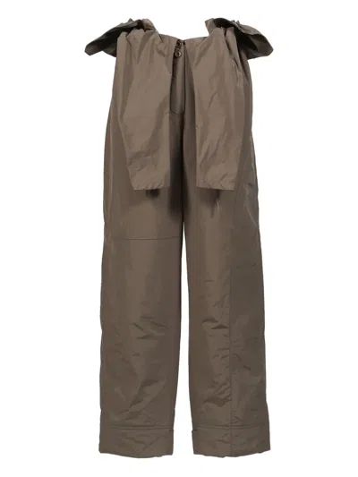 Open Yy Gathered Trousers In Brown