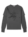 Open Yy Graphic-print Layered-sleeve Top In Gray