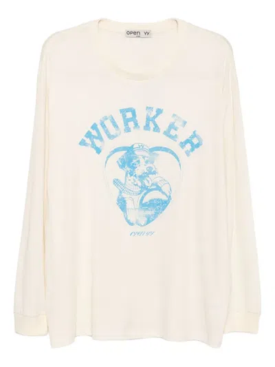 Open Yy Graphic-print T-shirt In Neutral