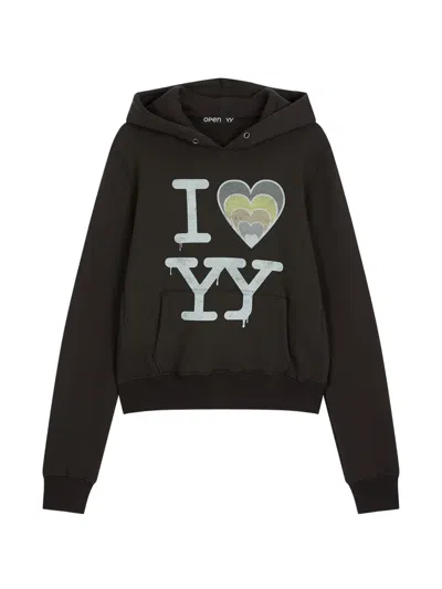 Open Yy Graphic-print Hoodie In Black