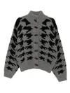 Open Yy Hound's Tooth Star Cardigan In Gray