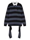 Open Yy Stripe-trimmed Asymmetrical-hem Shirt In Black