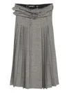 Open Yy Double-belt Pleated Skirt In Green