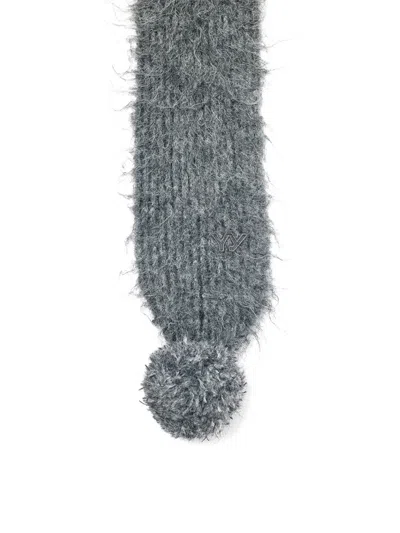 Open Yy Shaggy Pompon Scarf In Gray