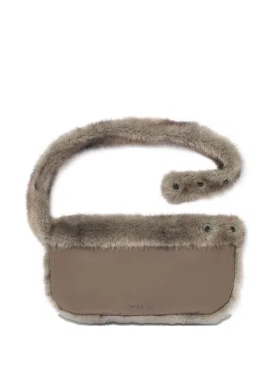 Open Yy Furry Pocket Belt Bag In Gray