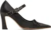 Open Yy Gray Buckle Pointy Heels In Gray