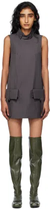 Open Yy Gray Cargo Pocket Minidress In Gray