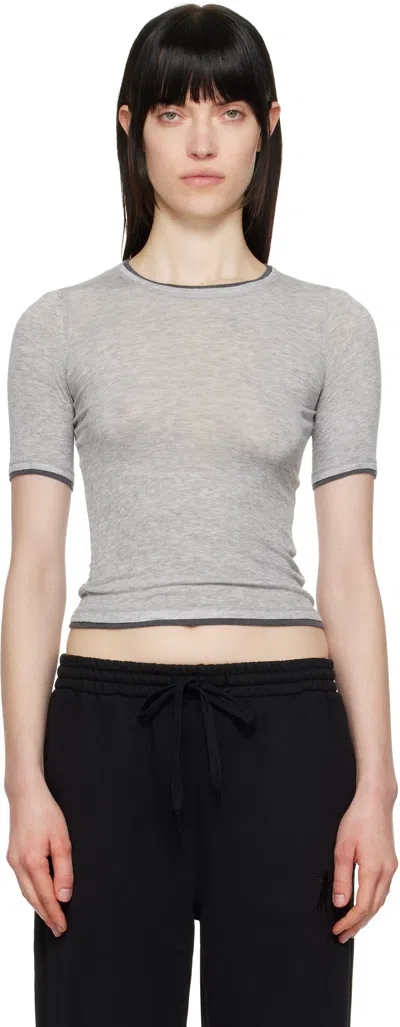 Open Yy Gray Contrast Edge T-shirt