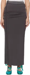 Open Yy Gray Contrast Trim Maxi Skirt In Charcoal
