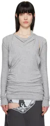 Open Yy Gray Convertible Bolero T-shirt In Gray