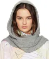Open Yy Gray Convertible Cable Knit Hooded Scarf In Gray