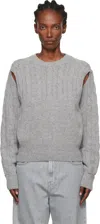 Open Yy Gray Convertible Cable Knit Sweater In Gray