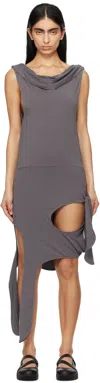 Open Yy Gray Deconstructed Minidress In Charcoal