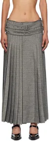 Open Yy Gray Double Belted Maxi Skirt In Gray