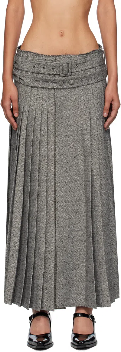 Open Yy Gray Double Belted Maxi Skirt