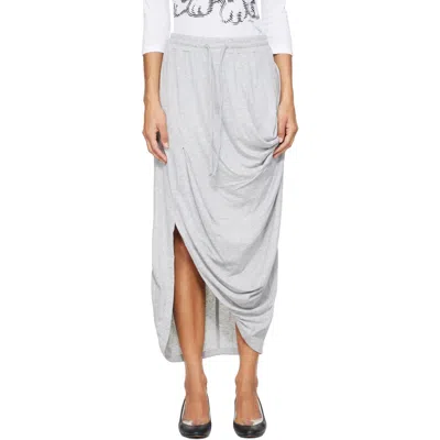 Open Yy Gray Draped Cotton Midi Skirt