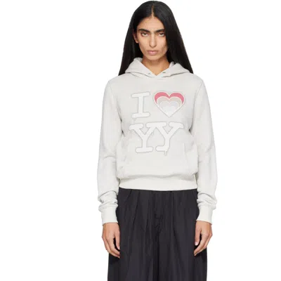 Open Yy Gray 'i Love Yy' Hoodie In Melange