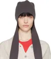 Open Yy Gray Jersey Earflap Beanie In Gray