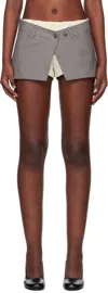 Open Yy Gray Layered Boxer Short Miniskirt In Warm Gray