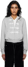 Open Yy Gray Loop Button Effect Hoodie In Gray