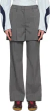 Open Yy Gray Overlay Trousers In Gray