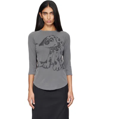 Open Yy Gray 'pet Club' Dalmatian Doodle T-shirt In Charcoal