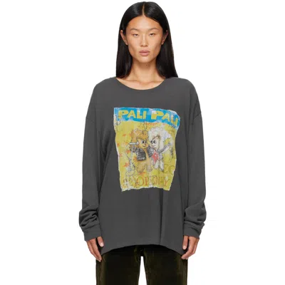 Open Yy Gray Pet Club Rocker Long Sleeve T-shirt In Charcoal